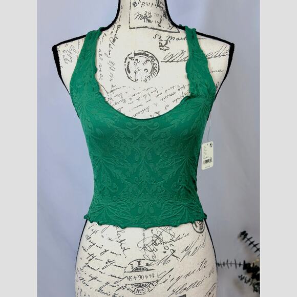 Free People Here For You Cami Lettuce Edges Hem Ivy League M/L - Picture 7 of 12